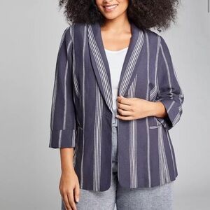 The Bryant Shawl Collar Striped Blazer (plus size 20) Linen blend
